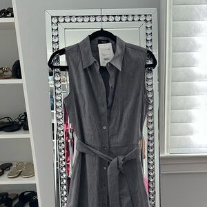 Gray Sleeveless Shirt Dress